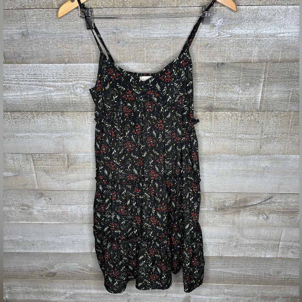 Altar'd State black printed tiered black dress small